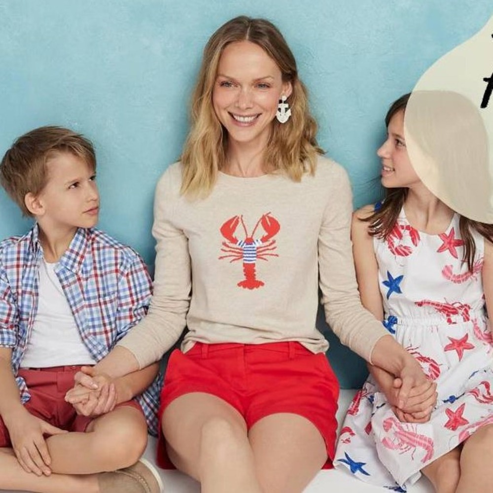 J. Crew Factory Lobster Teddie Sweater Cream 100% Cotton Crew Neck size XS - Picture 3 of 14
